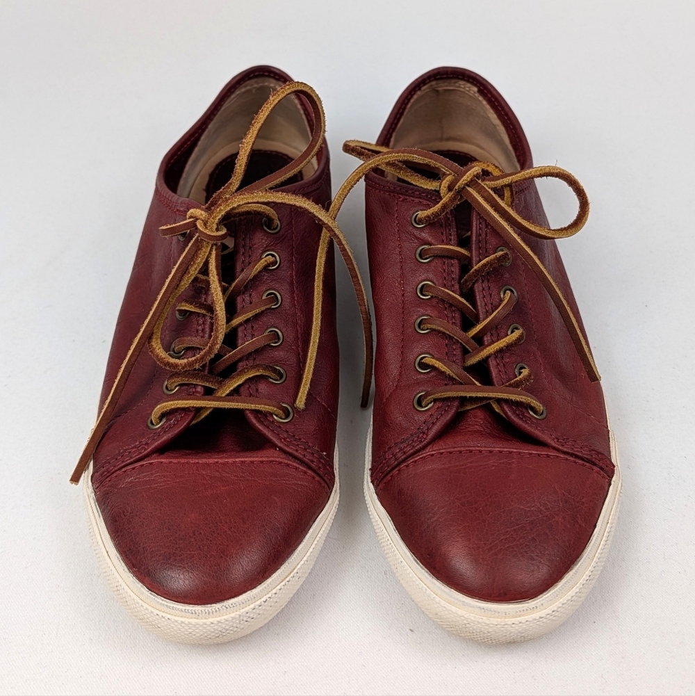 Frye Leather Mindy Low Sneakers Lace Up Rustic Casual Flats Oxfords Red size 8